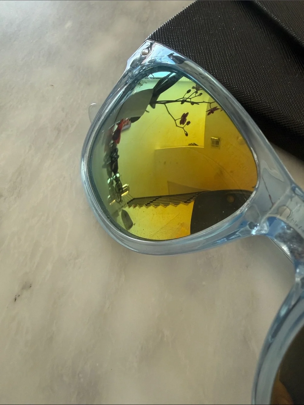 Light Blue Frame Sunglasses with Yellow Mirrored Lenses